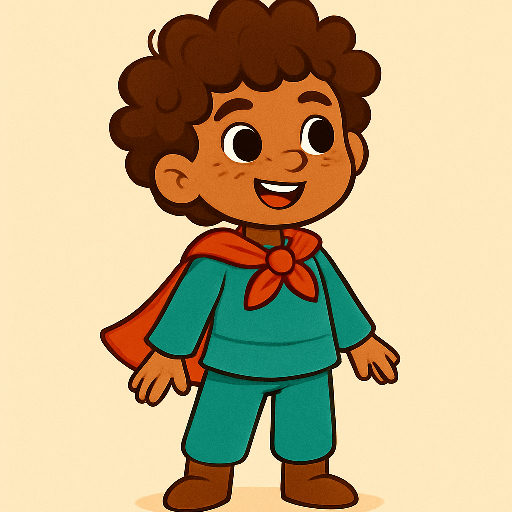 The same hero painted in cartoon style