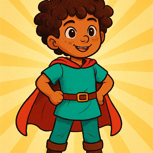 The same hero painted in superhero comic style